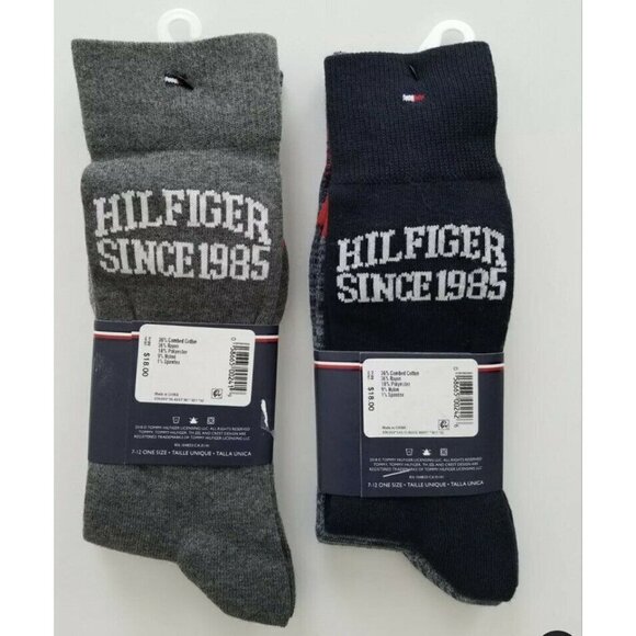 Tommy Hilfiger 2-Pack Logo Crew Socks Men's Shoe Size 7-12 NWT - Picture 1 of 2